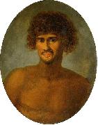 John Webber Head and shoulders portrait of a young Tahitian male oil on canvas